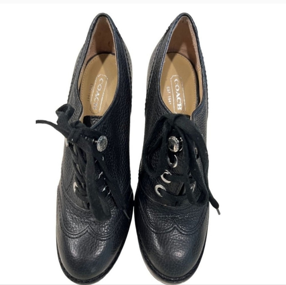 BlackvCoach leather high heel boots